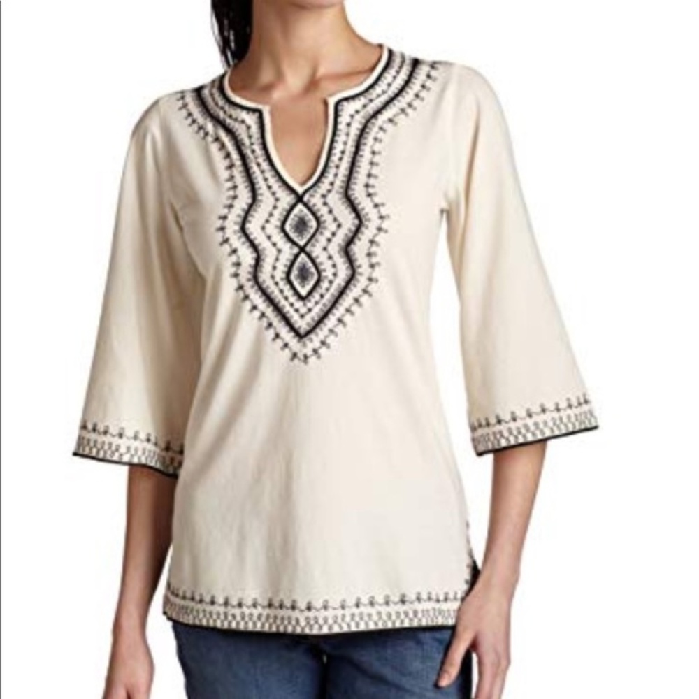 NWT Lucky Brand Metallic Embroidery  Abby Tunic